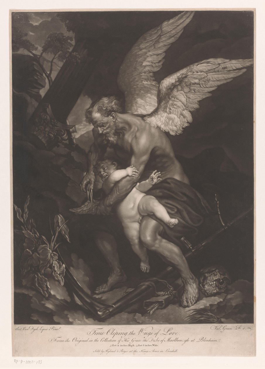 Fader Tid skærer Amors vinger Time Clipping the Wings of Love (titel på objekt) af Valentine Green