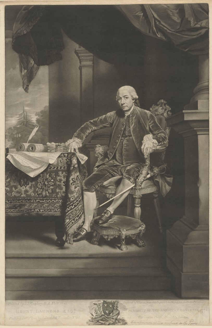 Henry Laurens af Valentine Green after John Singleton Copley