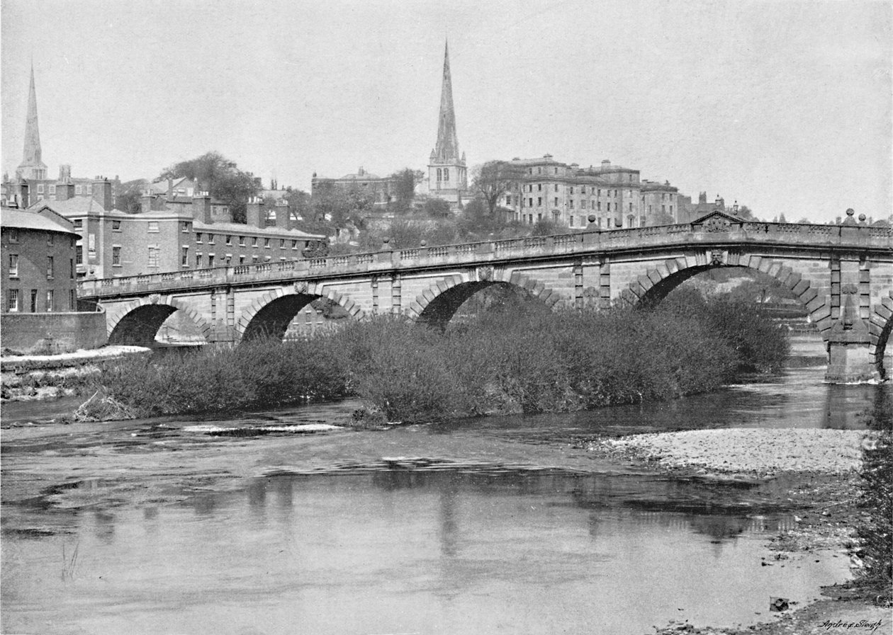English Bridge, Shrewsbury, c1896 af Valentine and Sons Ltd
