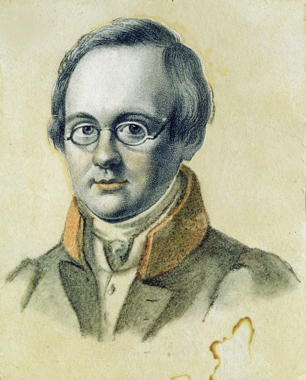 Portræt af Anton A. Delvig, 1830 (litografi og wc på papir) af Valerian Platonovich Langer