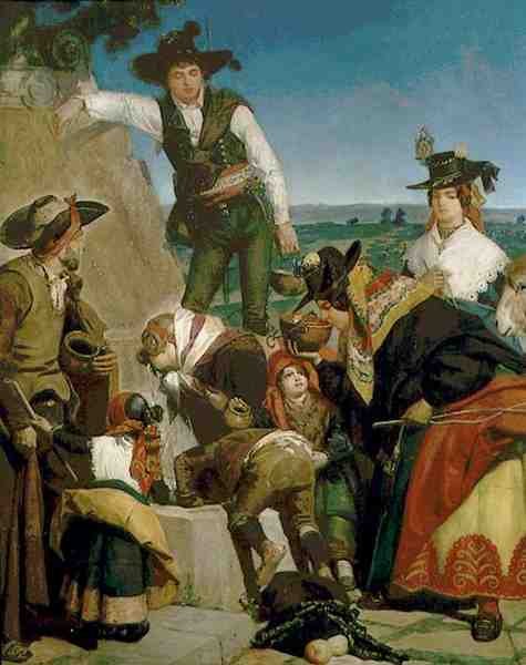 Eremitagens kilde (olie på lærred) af Valeriano Domínguez Bécquer