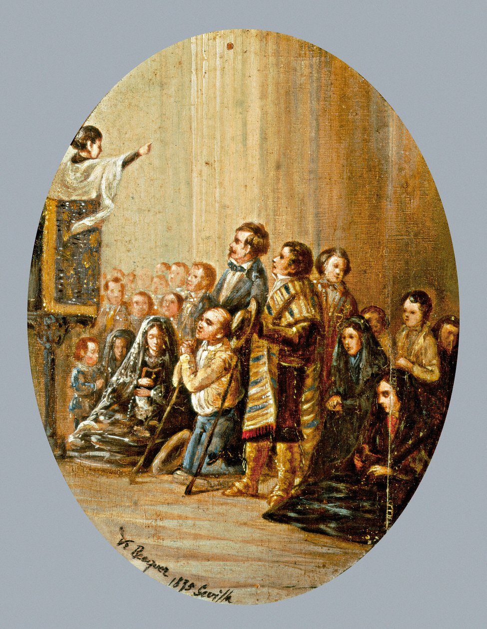 Prædikenen. Maleri af Valeriano DOMINGUEZ BECQUER (1834-1870). Olie på træ af Valeriano Domínguez Bécquer