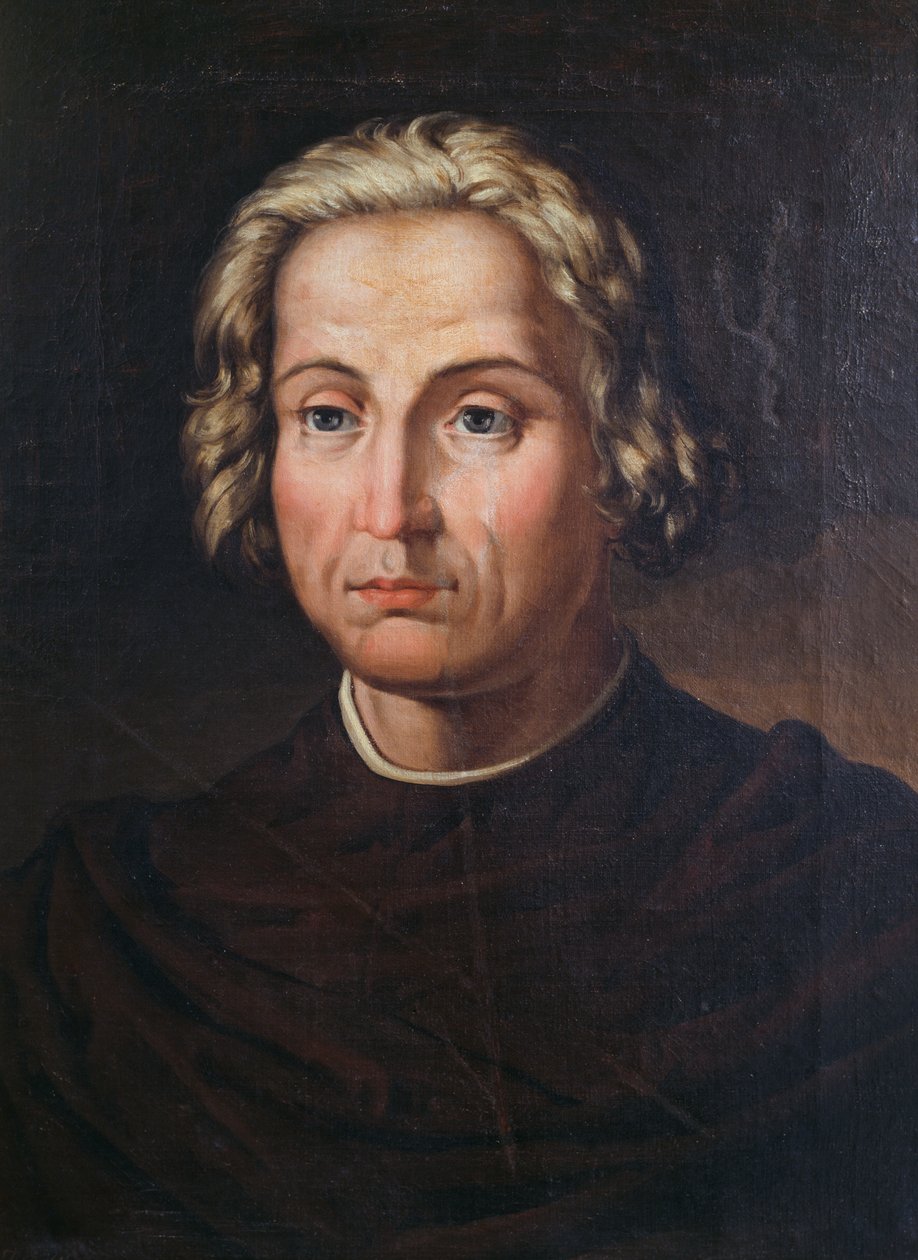 Portræt af Christopher Columbus (1451-1506), italiensk opdagelsesrejsende og navigatør, maleri af Valeriano Dominguez Becquer (1833-1870) af Valeriano Domínguez Bécquer