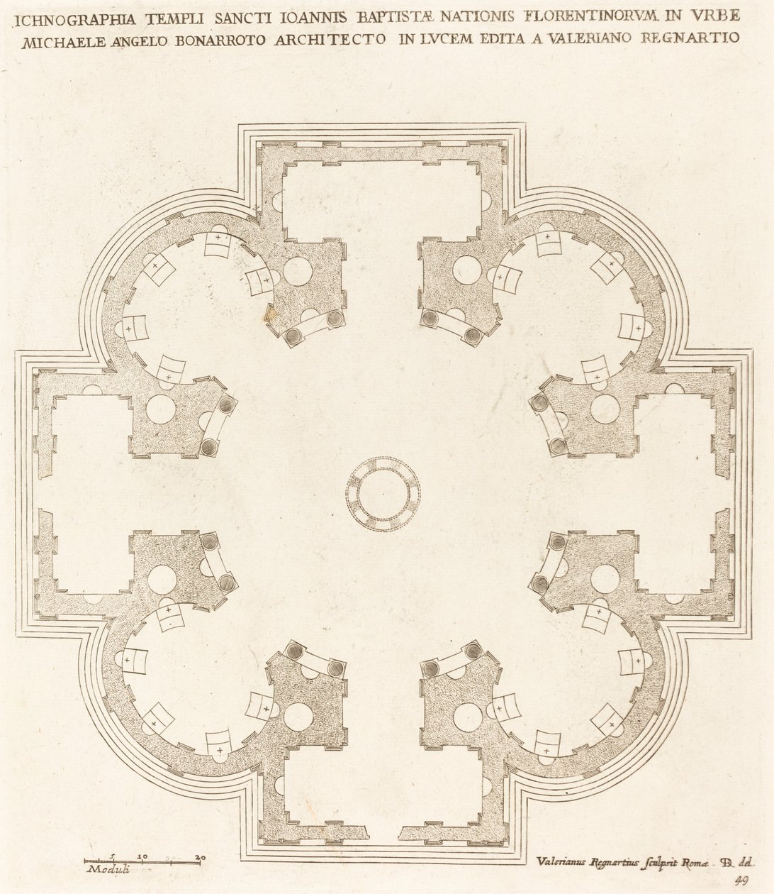 Grundplan for Johannes Døberens kirke af Valerien Regnard