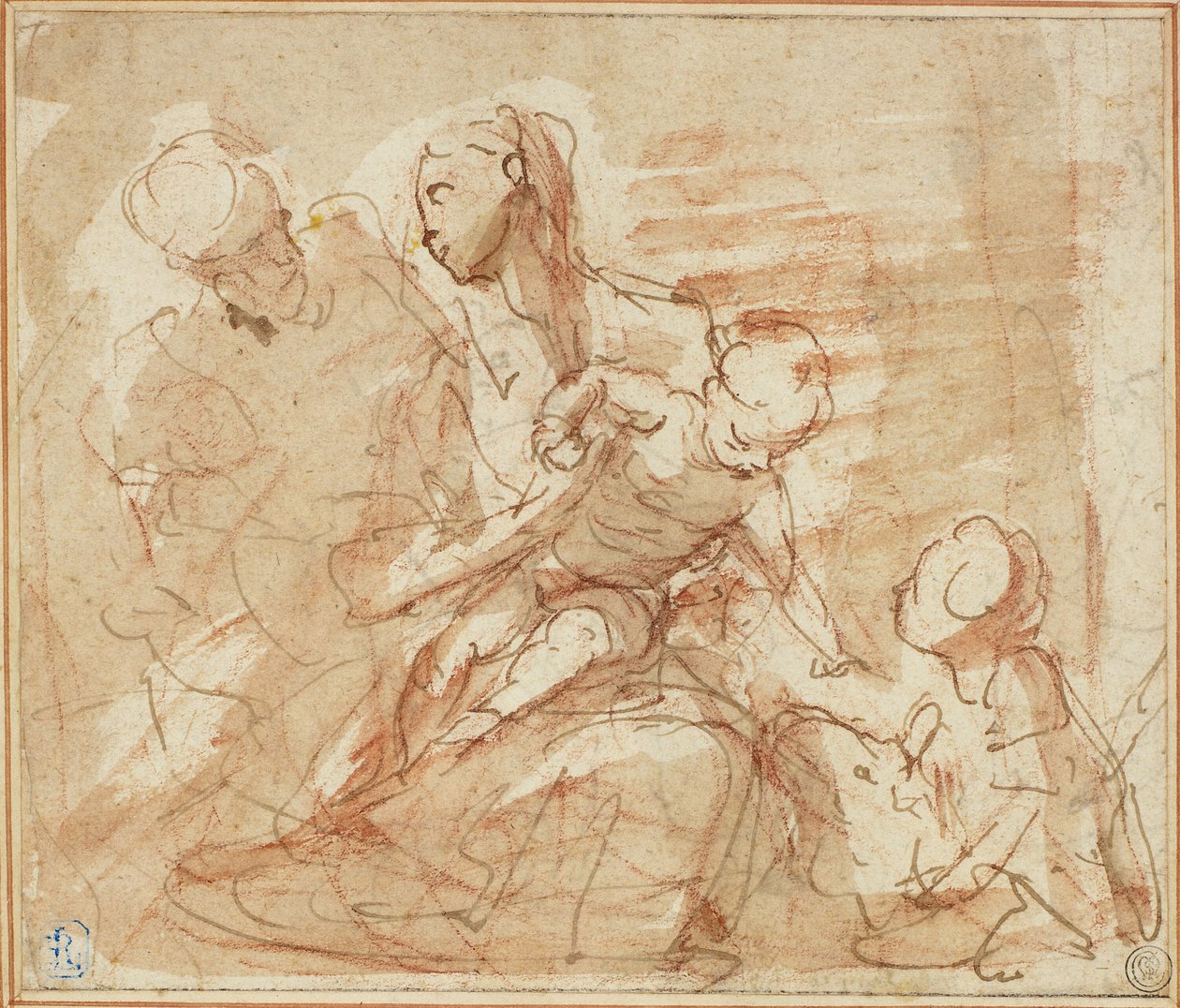 Hellig familie med spædbarnet Saint John af Valerio Castello