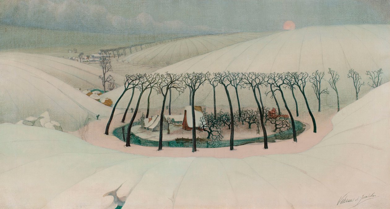 En gård i en dal, ca. 1916 (olie på lærred) af Valerius de Saedeleer