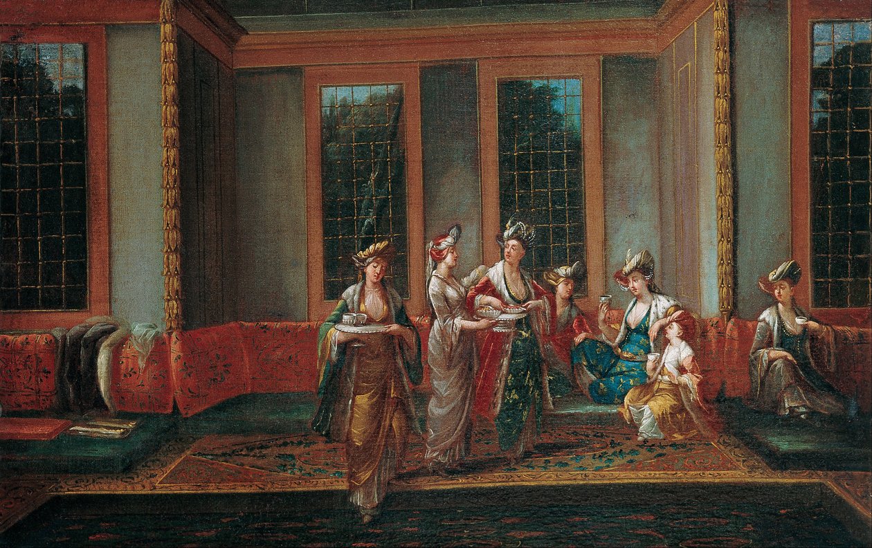 Kvinder drikker kaffe, 1720