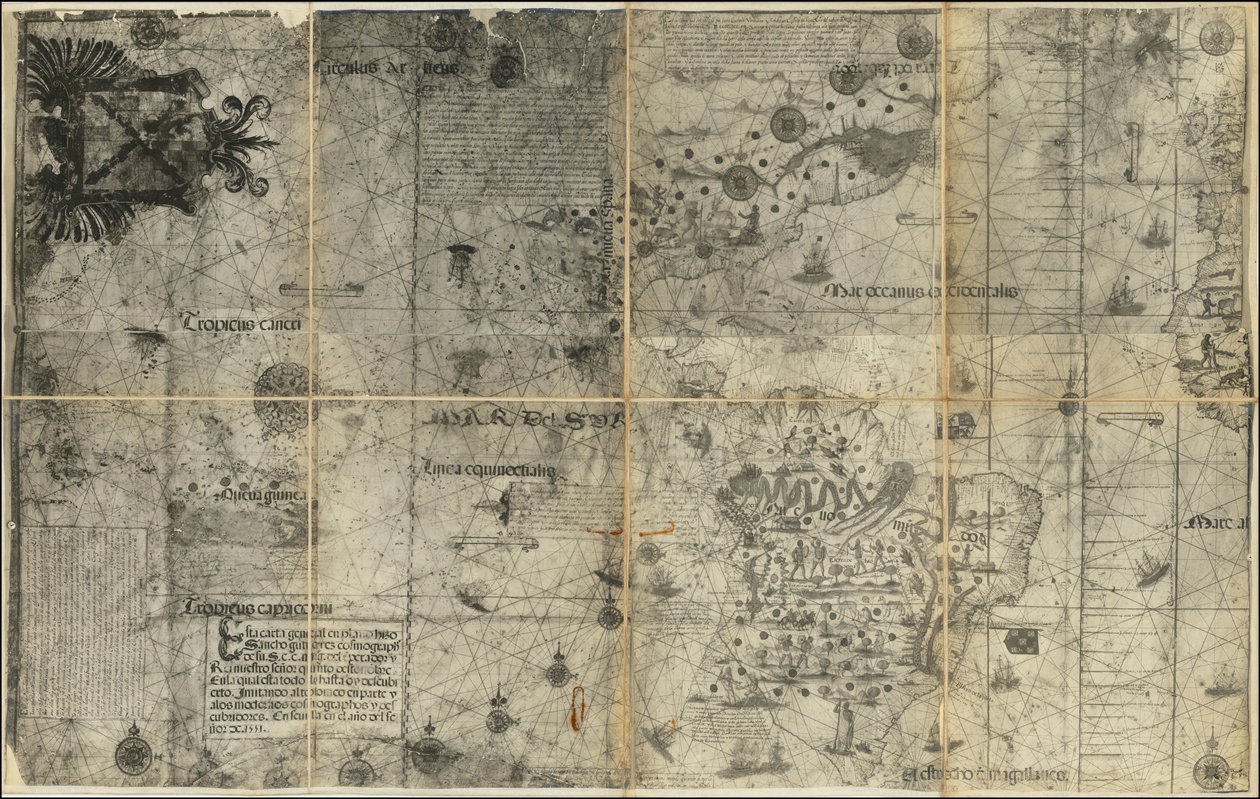 Kort over den vestlige halvkugle fra 1551 af Sancho Gutiérrez af Various
