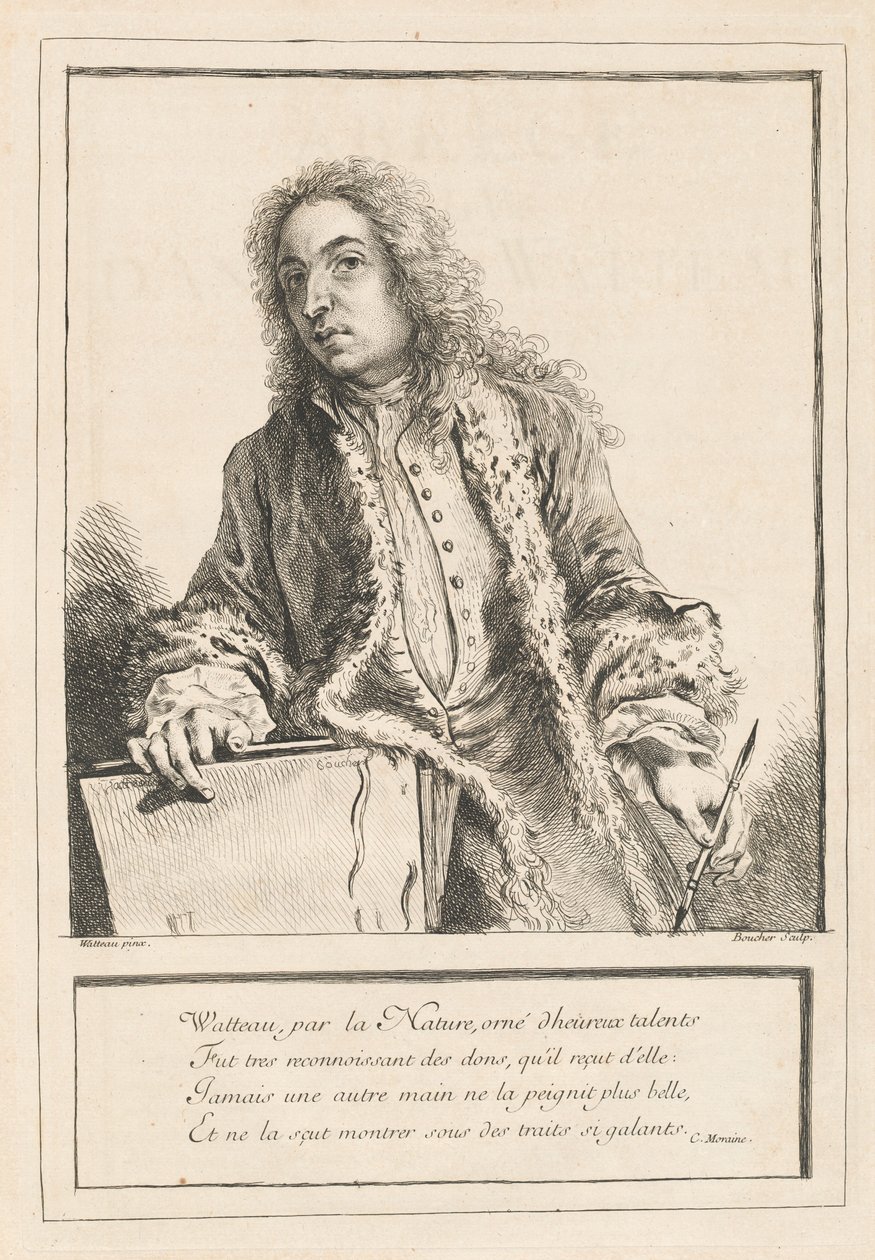 Figurer af forskellige karakterer, landskaber og studier hentet fra livet af Antoine Watteau (bind I) af Various Artists after Antoine Watteau