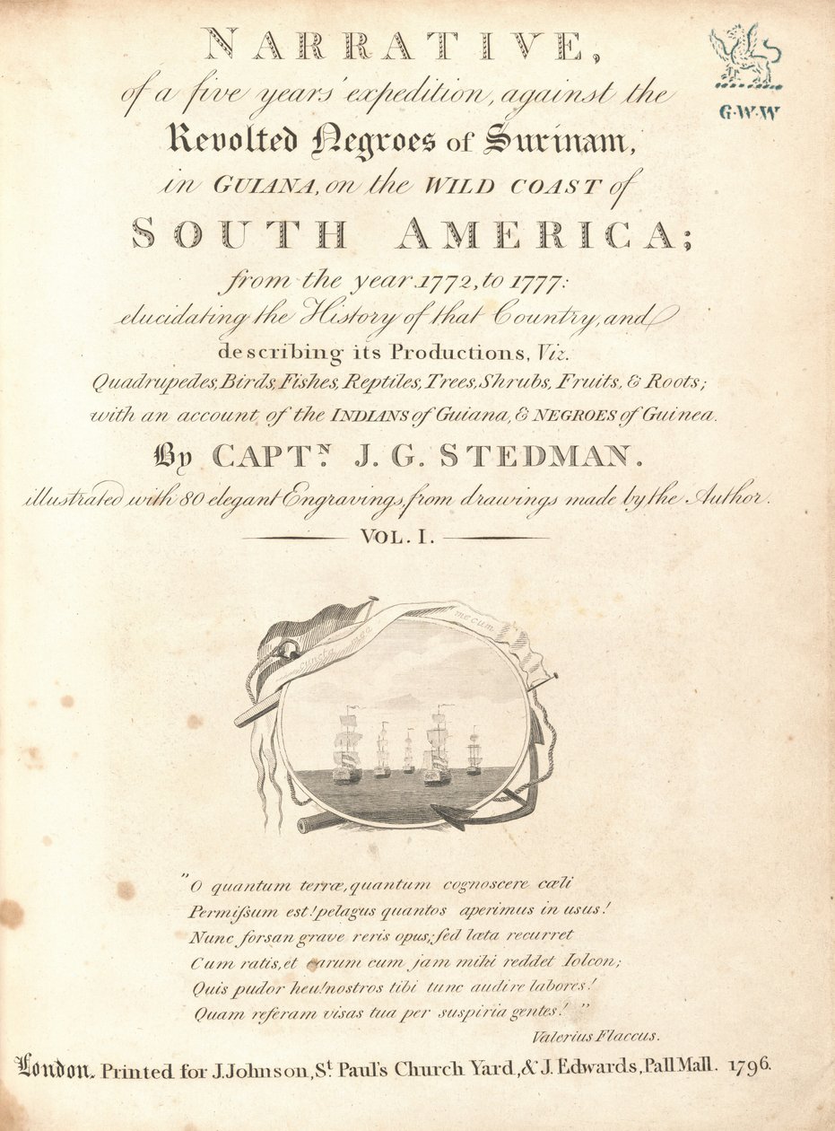 Fortælling om en fem års ekspedition mod de oprørte negre i Surinam, i Guyana, på Sydamerikas vilde kyst (bind I) af Various Artists, including William Blake, after John Gabriel Stedman