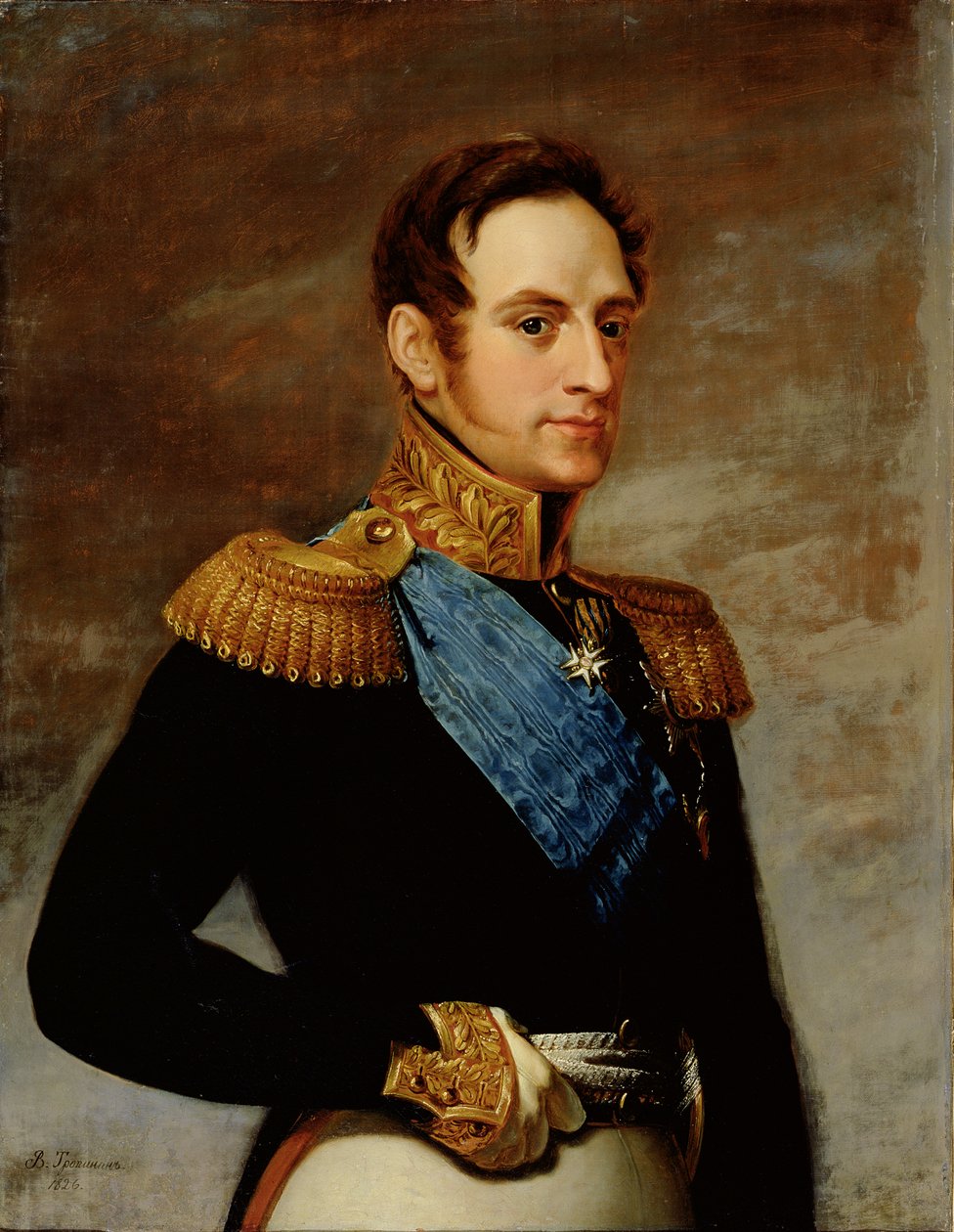 Portræt af zar Nicholas I (1796-1855) 1826 af Vasili Andreevich Tropinin