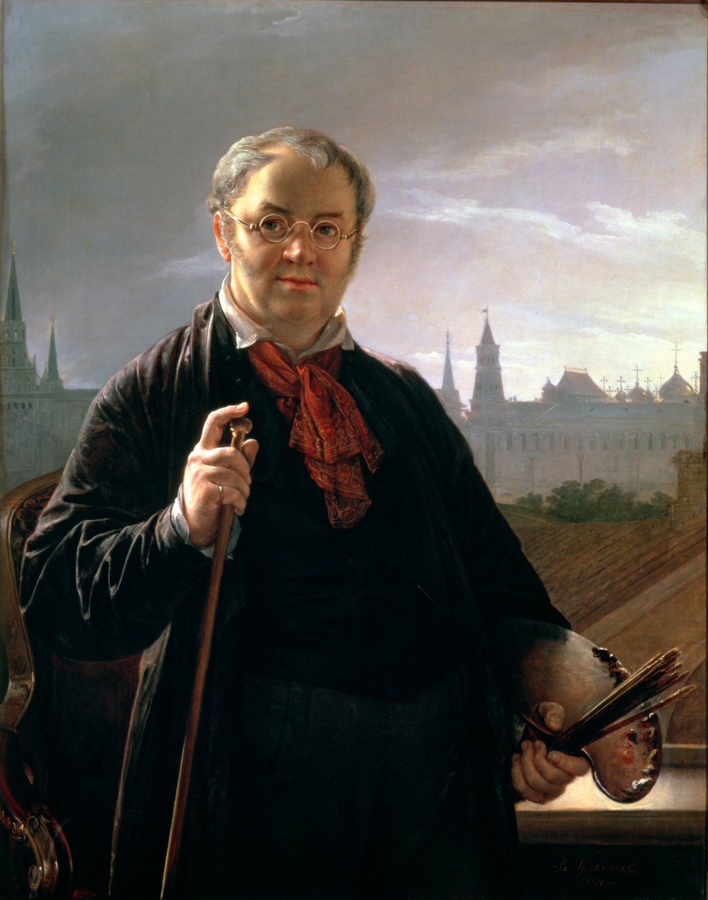 Selvportræt mod vinduet med udsigt over Kreml, 1846 af Vasili Andreevich Tropinin
