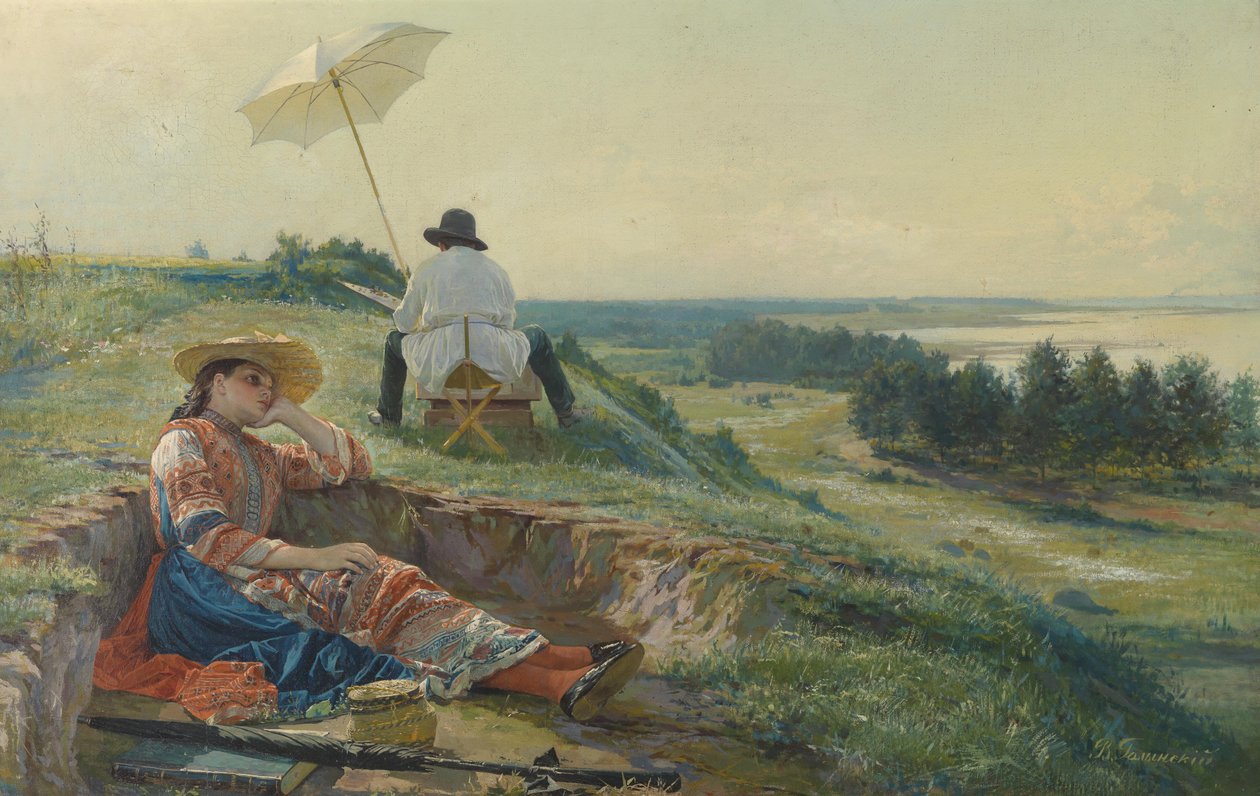 En varm sommerdag (kunstneren på arbejde) af Vasili Andreyevich Golynsky
