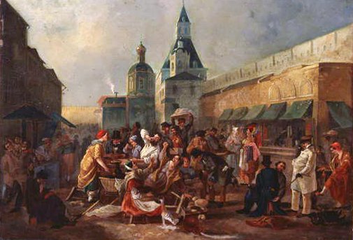 Forfriskningsbod nær den kinesiske mur i Moskva, 1856 af Vasili Egorovich Astrakhov