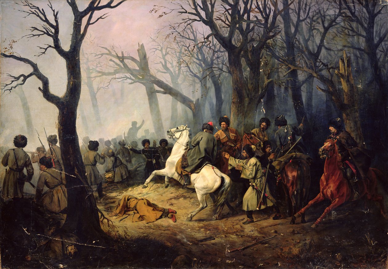 General Sleptsovs død i Kaukasus, 10. december, 1851 af Vasili Nikolayevich Maxutov