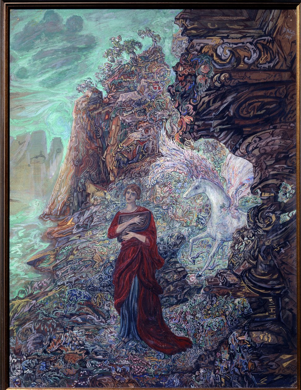 Sappho og Pegasus af Vasili Dmitrievich Millioti