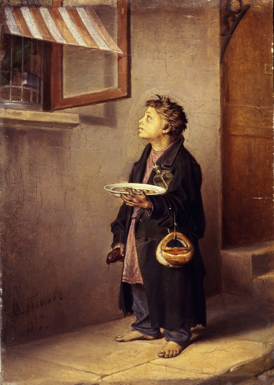 En lærling ser på en papegøje, 1865 af Vasili Grigorevich Perov