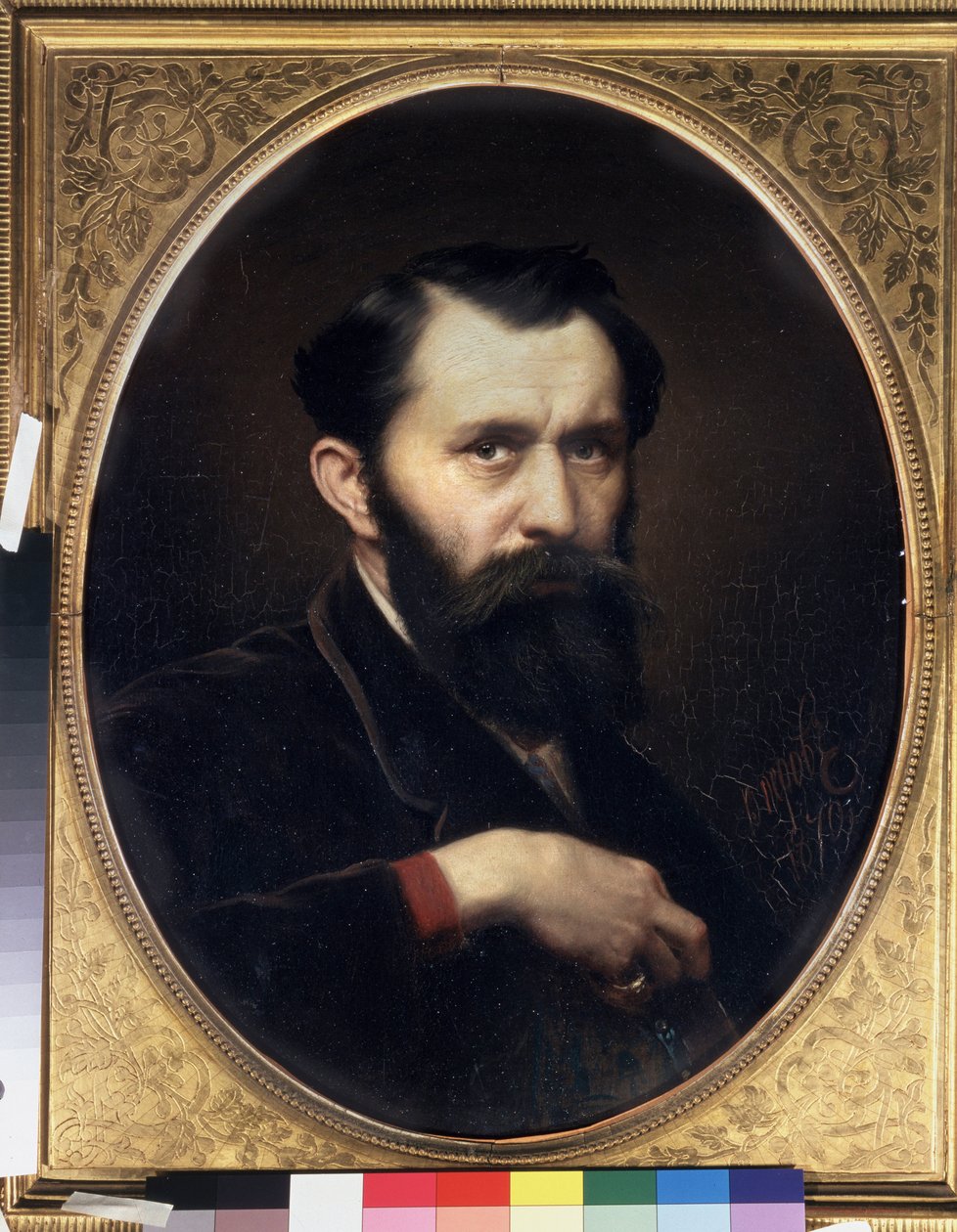 Selvportræt. Maleri af Vasily (Vasily) Grigoryevich Perov (1834-1882), olie på lærred af Vasili Grigorevich Perov