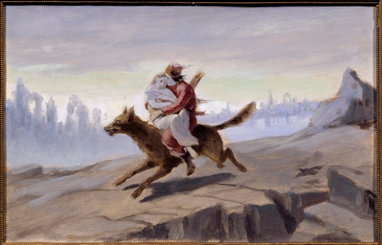 Ivan Tsarevich rider på den grå ulv (traditionel russisk fortælling) - Ivan Tsarevich rider på den grå ulv - Værk af Vasili (Vassili) Grigoryevich Perov (1834-1882), olie på papir, slutningen af ​​1870-begyndelsen af ​​1880 - Russisk kunst af Vasili Grigorevich Perov
