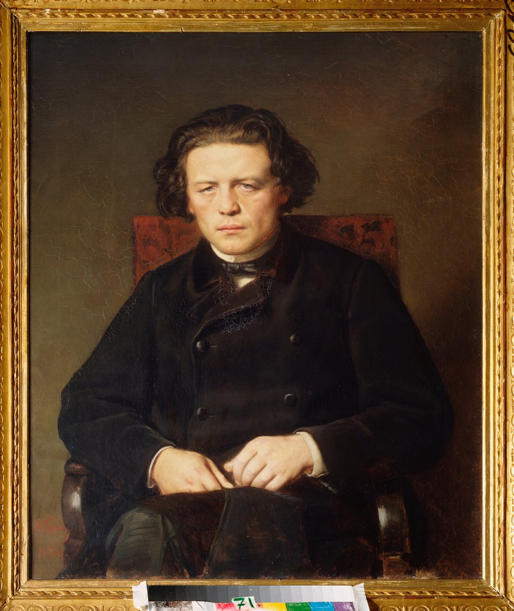Portræt af Anton Rubinstein (1829-1894). Maleri af Vasili (Vasili) Grigoryevich Perov (1834-1882), olie på lærred af Vasili Grigorevich Perov