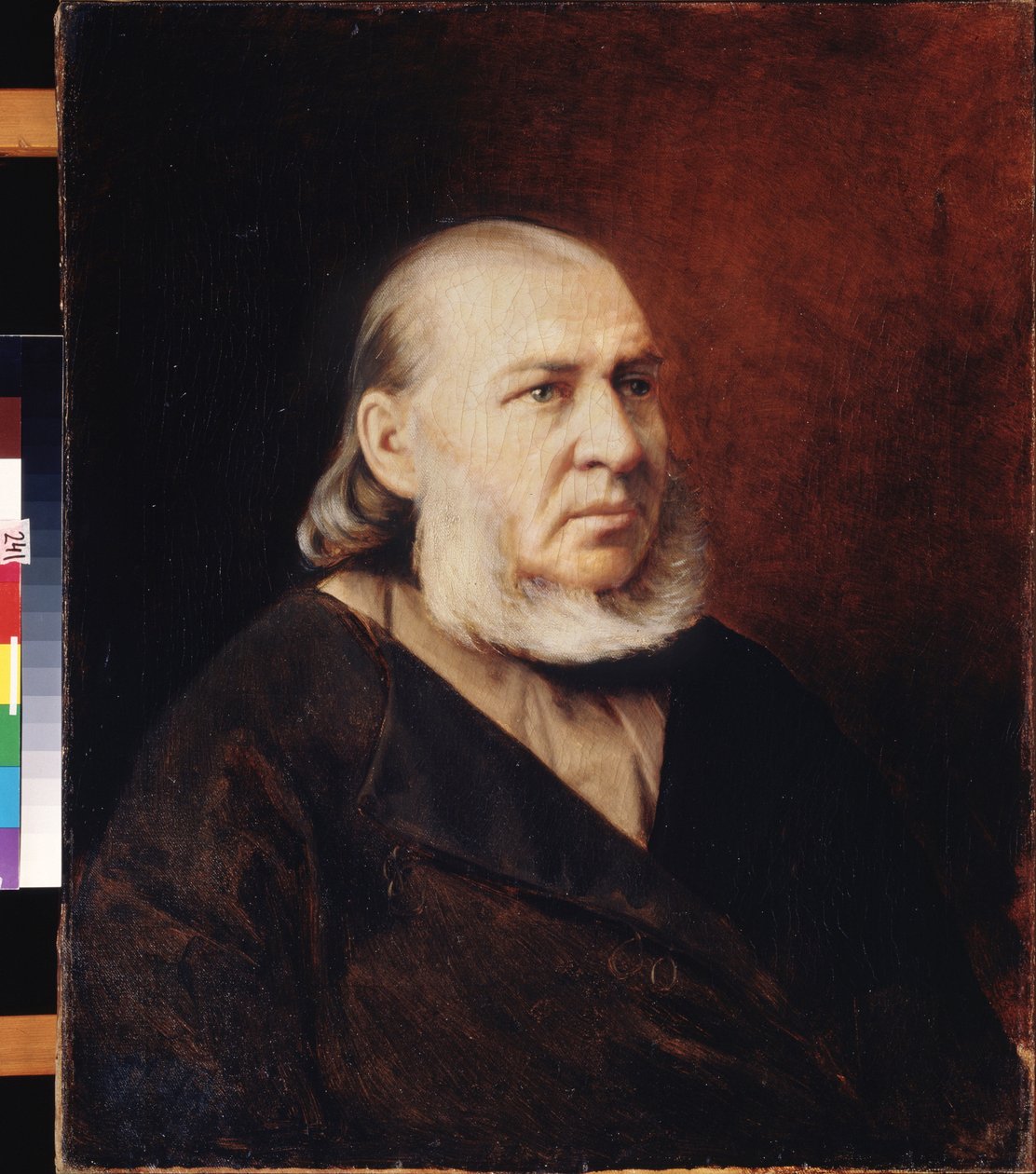 Portræt af forfatteren Sergei Timofeievich Aksakov (1791-1859). Maleri af Vasili (Vasili) Grigorievich Perov (1834-1882), olie på lærred. russisk kunst af Vasili Grigorevich Perov