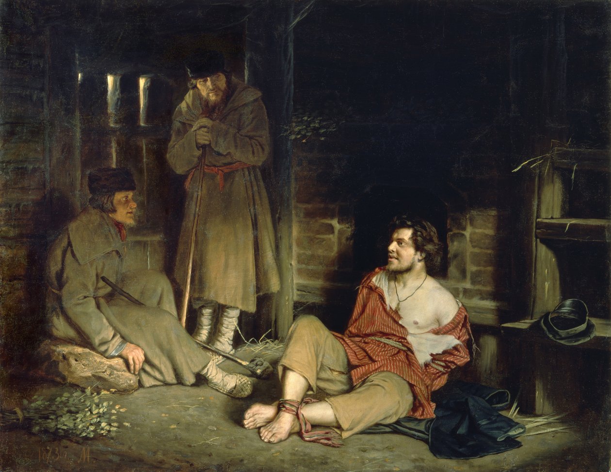 En Arrant Knave arresteret person, 1873 af Vasili Grigorevich Perov