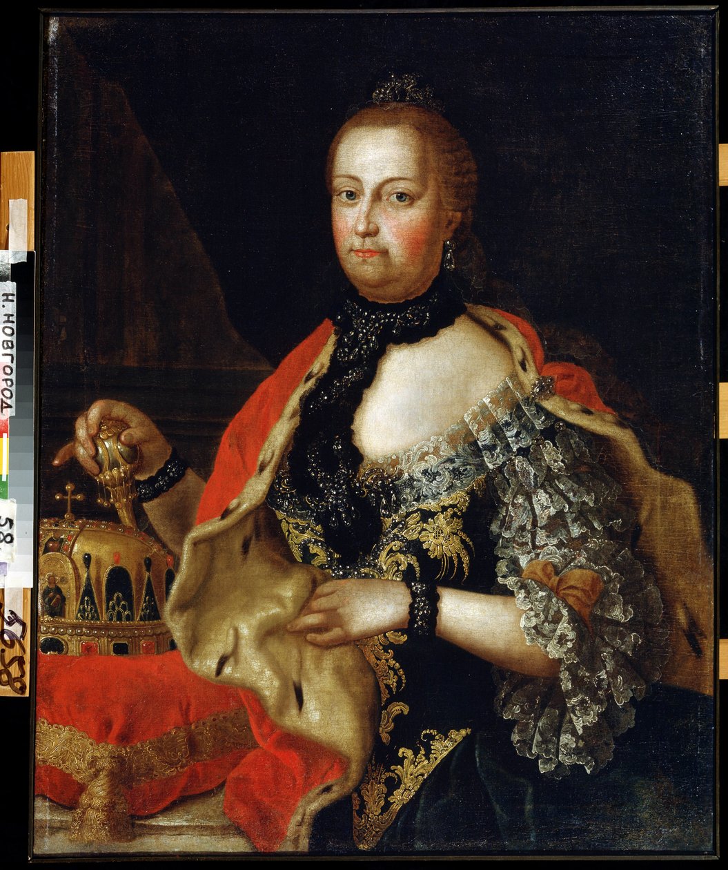 Portræt af kejserinde Maria Theresia af Østrig (1717-1780) (Portræt af kejserinde Maria Theresia af Østrig). Maleri af Vasili Kozmich Berezin (1743-efter 1795). Olie på lærred, 88 x 69 cm af Vasili Kozmich Berezin