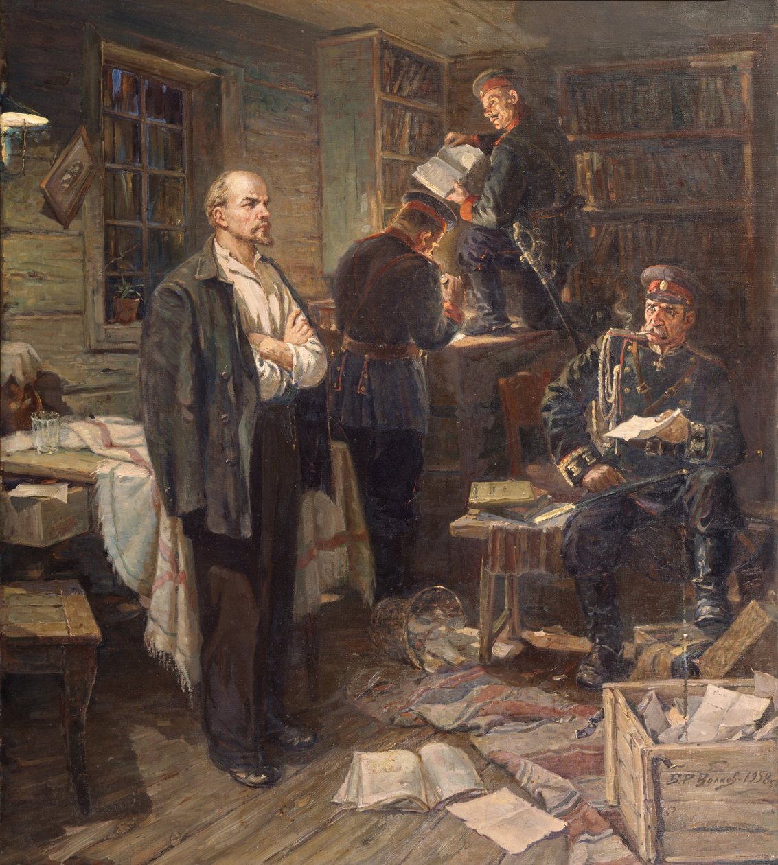 Søgningen i Lenins lejlighed i Shushenskoye, 1958 af Vasili Romanovich Volkov