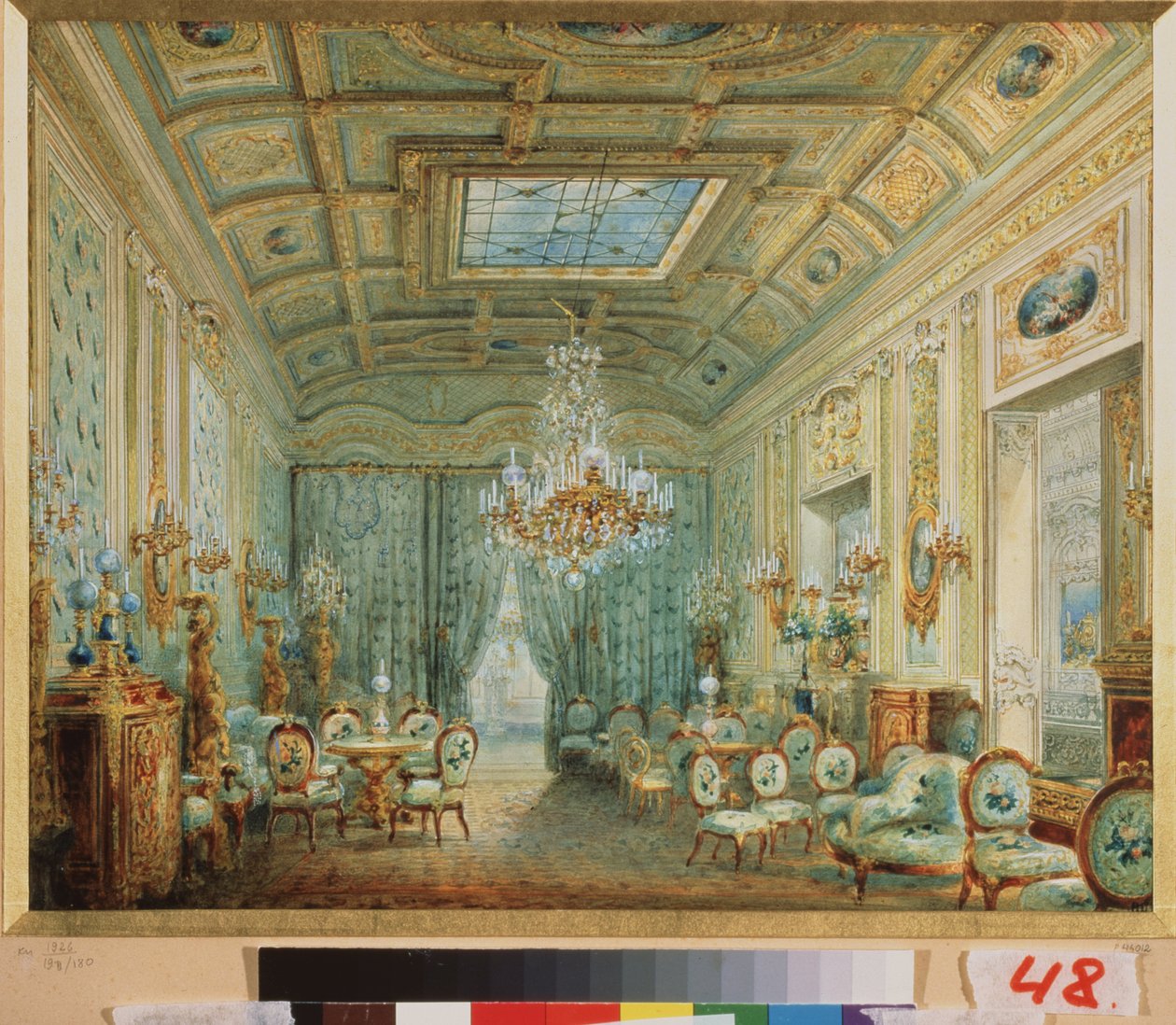 Stuen med pasteller. Værk af Vasily Semyonovich Sadovnikov (1800-1879), akvarel på papir. 1800-tallet russisk kunst. Det russiske statsmuseum, Sankt Petersborg. af Vasili Semenovich Sadovnikov