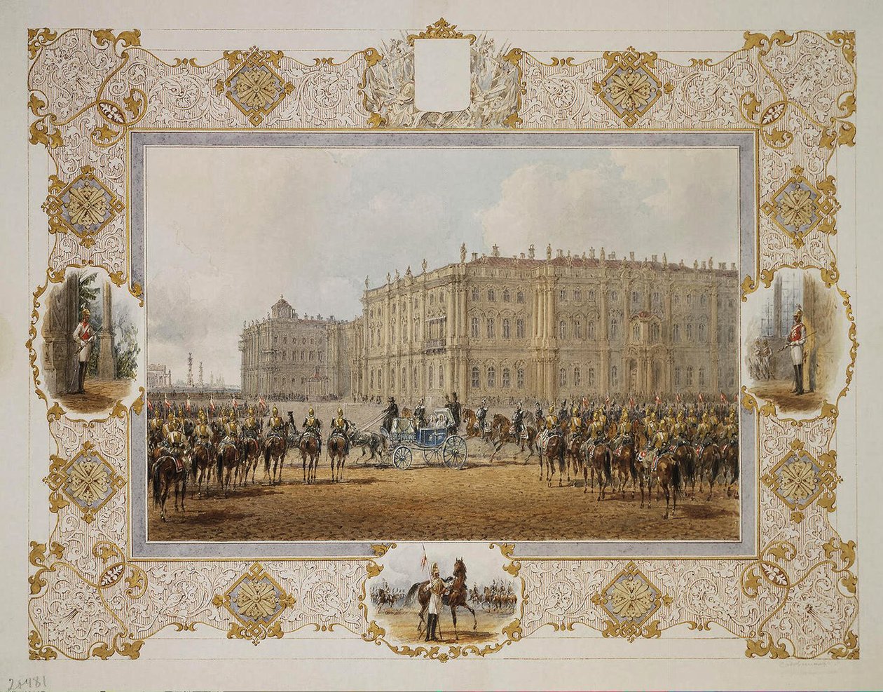 Gennemgang af Hestegarderregimentet foran Vinterpaladset, 1850