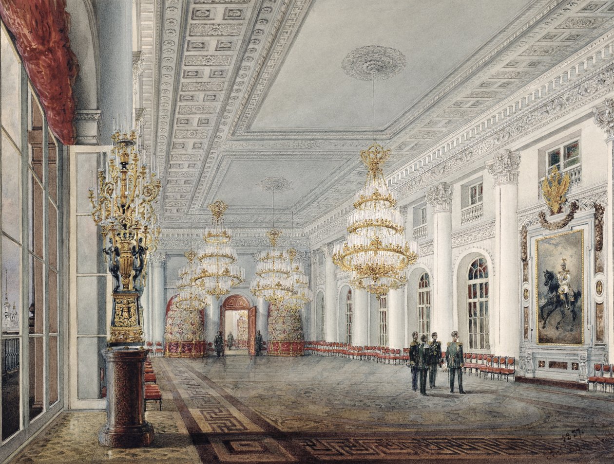Den Store Sal, Vinterpaladset, St. Petersborg, 1837 af Vasili Semenovich Sadovnikov