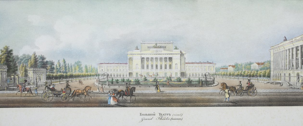 Saint Petersburg Imperial Bolshoi Kamenny Theatre Fra panoramaet af Nevsky Prospekt af Vasili Semenovich Sadovnikov