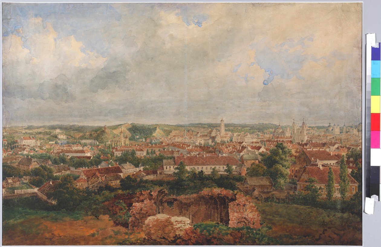 Udsigt over Vilna, af Sadovnikov, Vasily Semyonovich (1800-1879). Akvarel på papir af Vasili Semenovich Sadovnikov