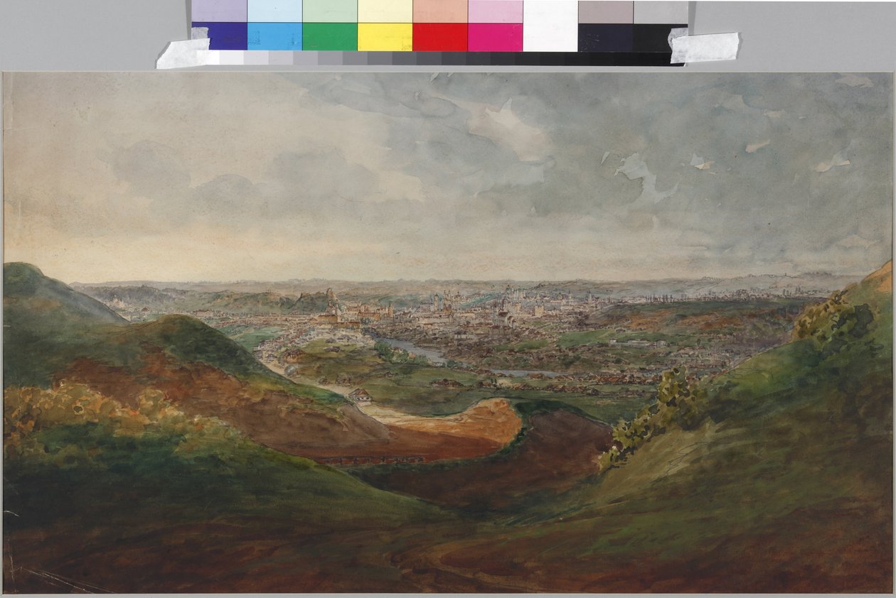 Udsigt over Vilna, af Sadovnikov, Vasily Semyonovich (1800-1879). Akvarel på papir af Vasili Semenovich Sadovnikov