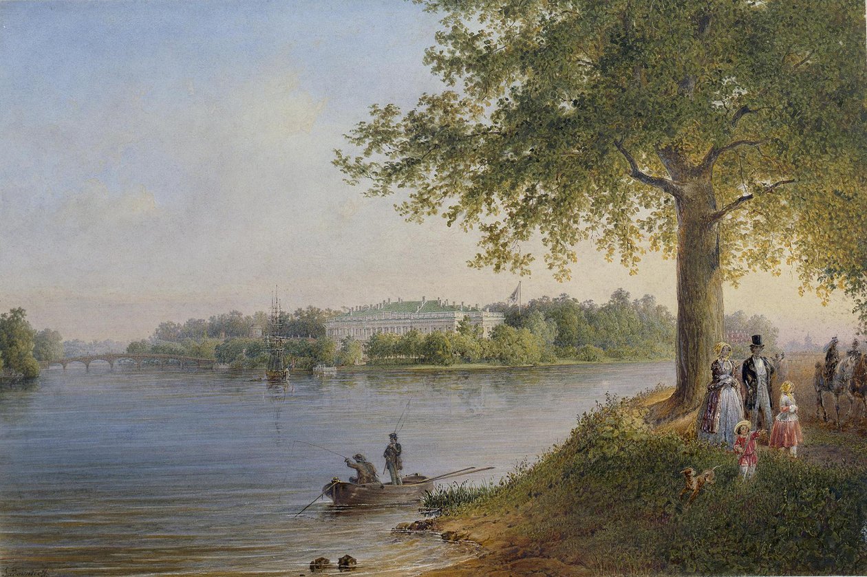 Udsigt over Kamennoostrovsky-paladset i Skt. Petersborg, 1847 af Vasili Semenovich Sadovnikov