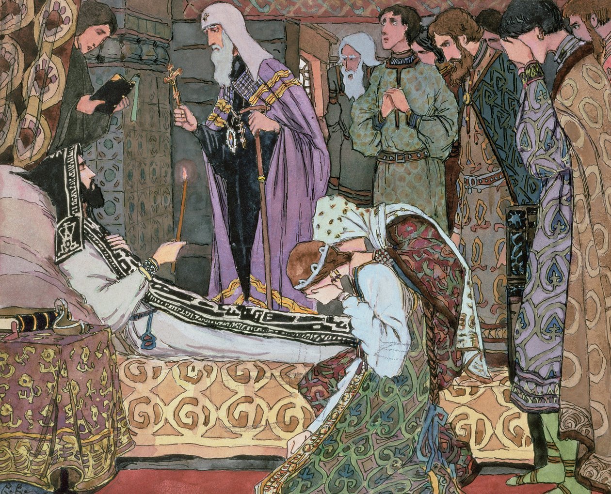 Dødslejet for storhertug Dmitry af Don (1350-89), ca. 1910 af Vasili Vasil