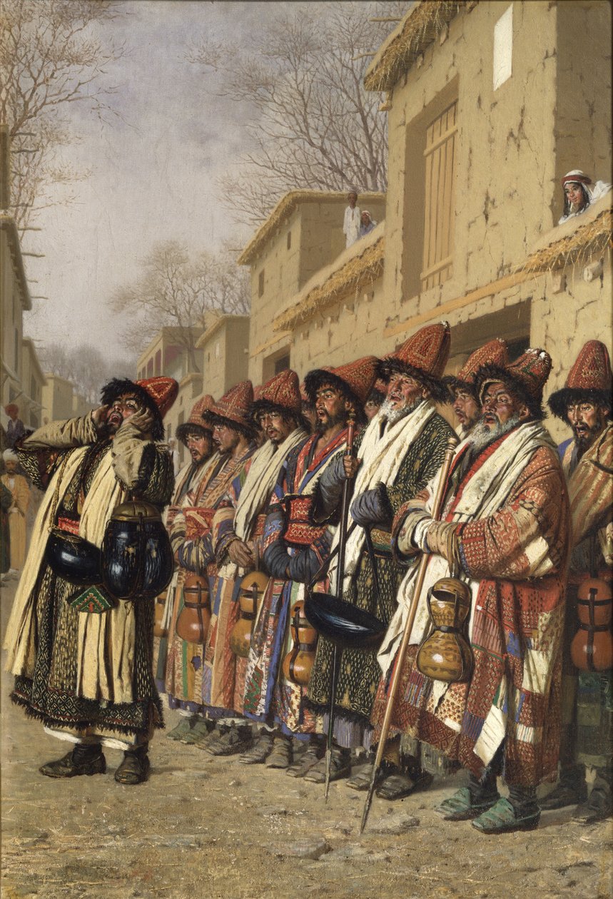 Dervisher Chorus Begging Alms in Tashkent, 1870 af Vasili Vasilievich Vereshchagin