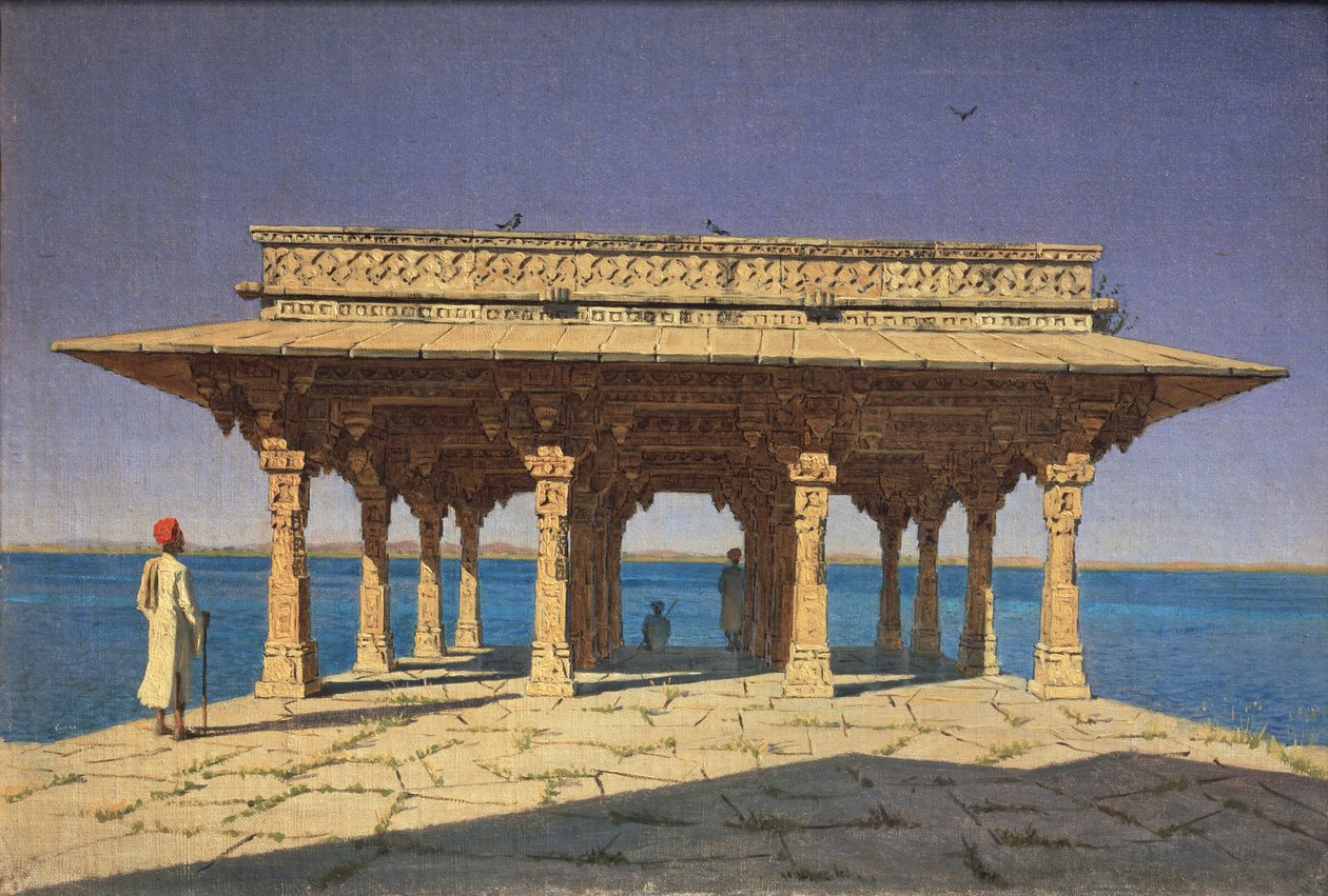 Aften ved Lake Jaipur-distriktet i Rajasthan-staten, Indien, 1874 af Vasili Vasilievich Vereshchagin