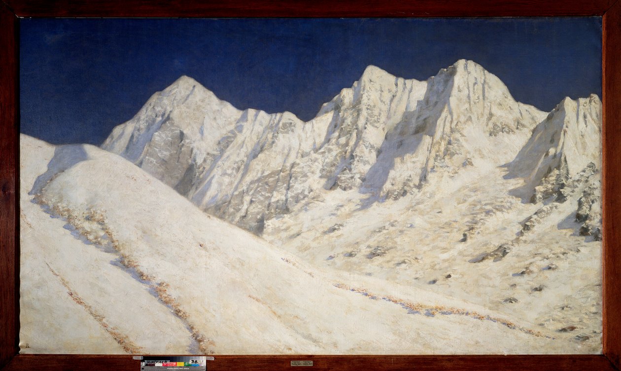 Indien, Sne på Himalaya (Indien, Sne på Himalaya) - Maleri af Vasili Vasilyevich Vereshchagin (Vassili Vereshchagin) (1842-1904), olie på lærred af Vasili Vasilievich Vereshchagin