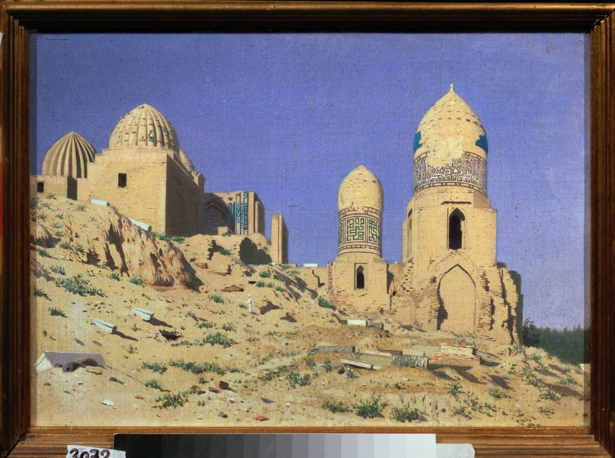 La necropole Shah I Zinda (Shah-i-Zinda) a Samarcande (Ouzbekistan) (Necropolis Shah I Zinda i Samarkand) - Peinture de Vasili Vasilyevich Vereshchagin (Vassili Verechtchaguine) (1842-1904), huile sur toile af Vasili Vasilievich Vereshchagin