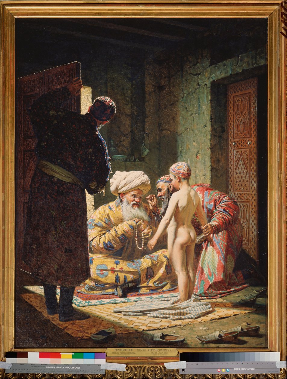 Salg af en barneslave - Maleri af Vasili Vasilyevich Vereshchagin (Vassili Vereshchagin) (1842-1904), olie på lærred af Vasili Vasilievich Vereshchagin
