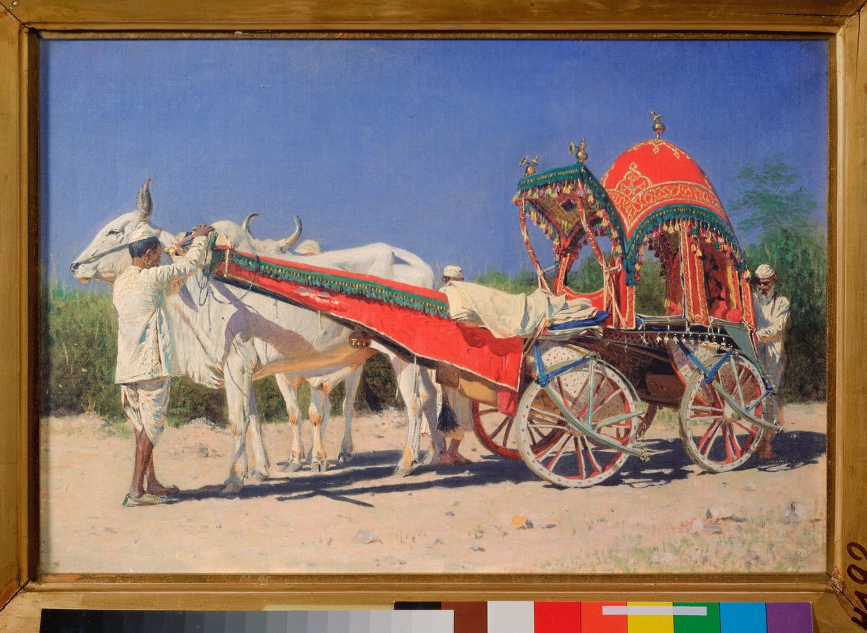 Køretøj fra en rig familie i Delhi (Indien) - Maleri af Vasili Vasilyevich Vereshchagin (Vassili Vereshchagin) (1842-1904), olie på lærred af Vasili Vasilievich Vereshchagin
