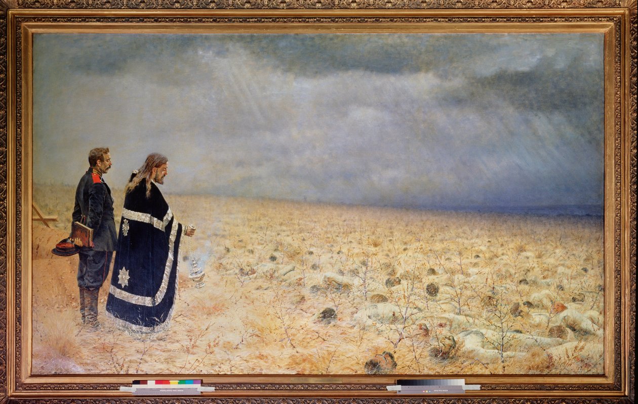 De besejrede, requiem (The Vanquished, Requiem) (Efter belejringen af ​​Pleven (Plevna) i Bulgarien, russisk-tyrkisk krig af Vasili Vasilievich Vereshchagin
