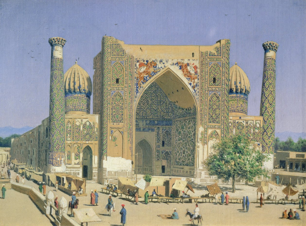 Medrasah Shir-Dhor på Registan sted i Samarkand af Vasili Vasilievich Vereshchagin