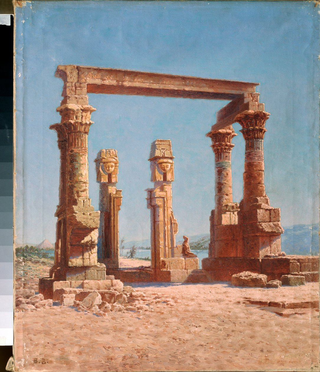 Ruinerne af et egyptisk tempel (egyptiske tempelruiner) - Maleri af Vasili Vasilyevich Vereshchagin (Vassili Vereshchagin) (1842-1904), olie på lærred, russisk kunst, landskab 19.-20. århundrede - Regionalt kunstmuseum, Gorlovka (eller Horlivka) ( Ukraine  af Vasili Vasilievich Vereshchagin