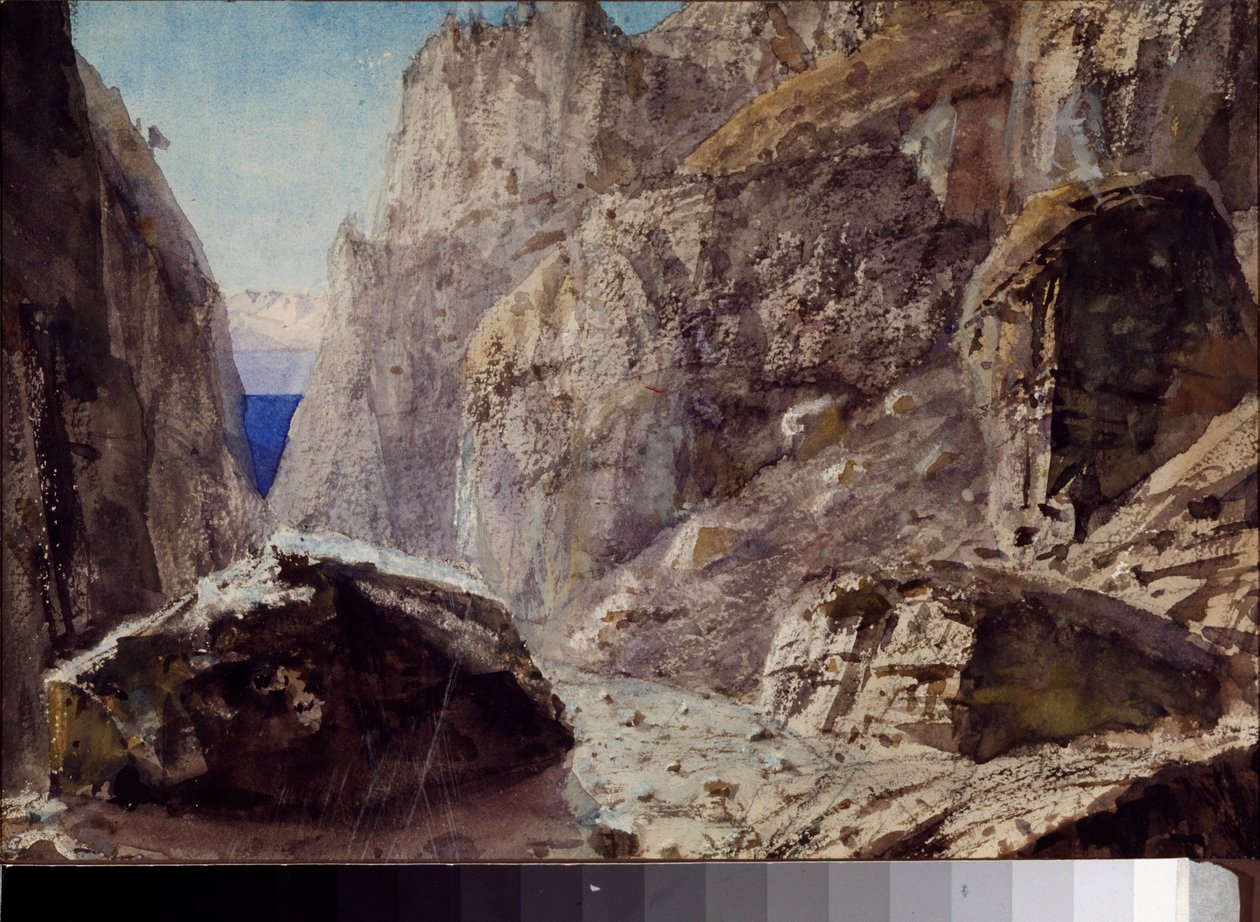 Scenedesign til operaen "Orpheo et Eurydice" af Christoph Willibald Gluck (1714-1787) - Scenografi til operaen Orpheo ed Euridice af Ch Gluck - Kunstværk af Vasili Dmitrievich Polenov (1844-1927), akvarel på papir af Vasilij Dmitrievich Polenov