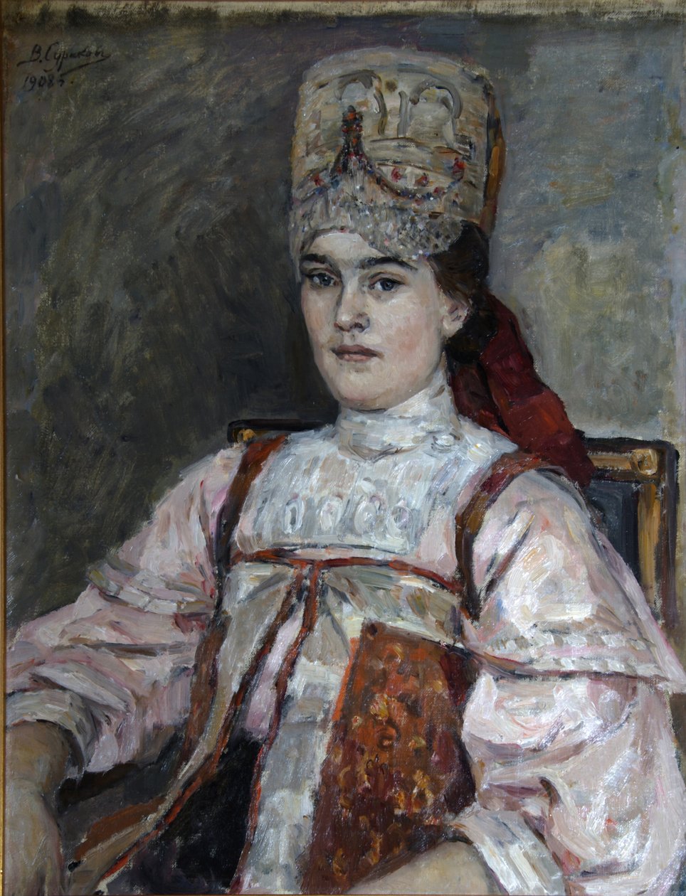 Portræt af Natalia Fyodorovna Matveeva, 1908 af Vasilij Ivanovic Surikov