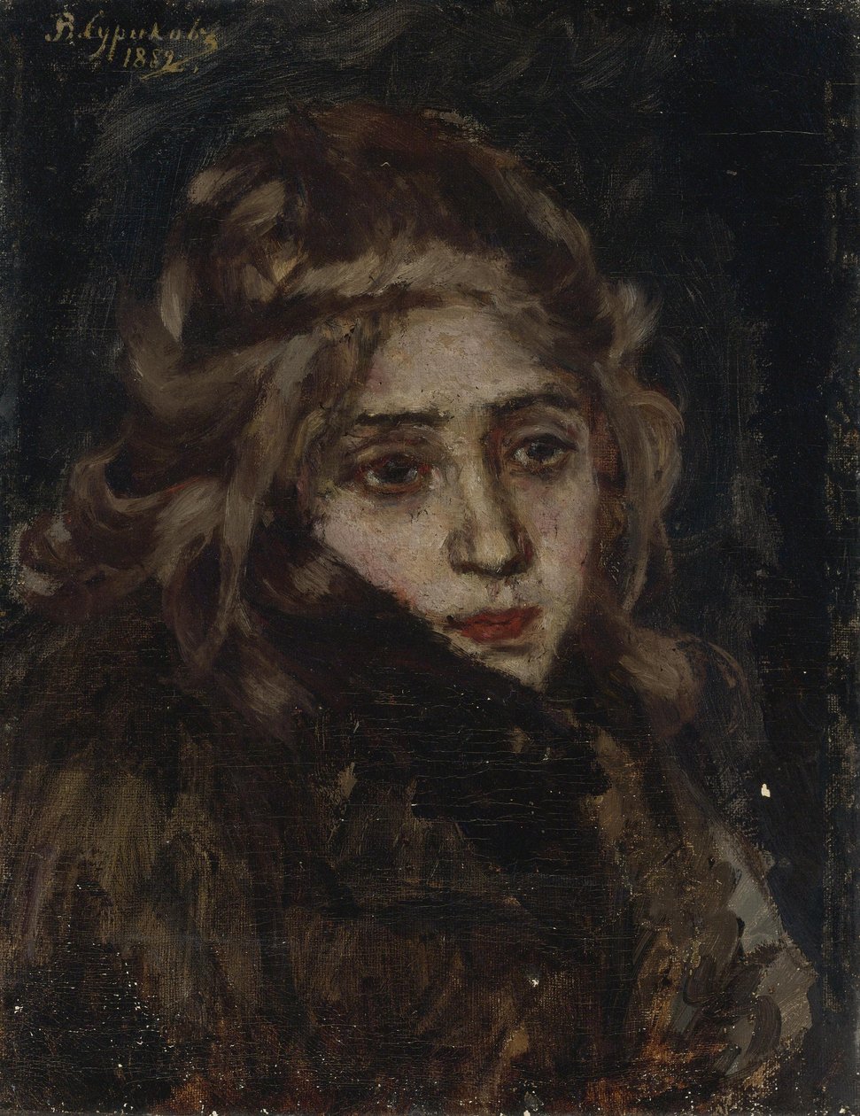 Prinsesse Maria Alexandrovna Menshikova. Studie for Menshikov i Berezov, 1882 af Vasilij Ivanovic Surikov