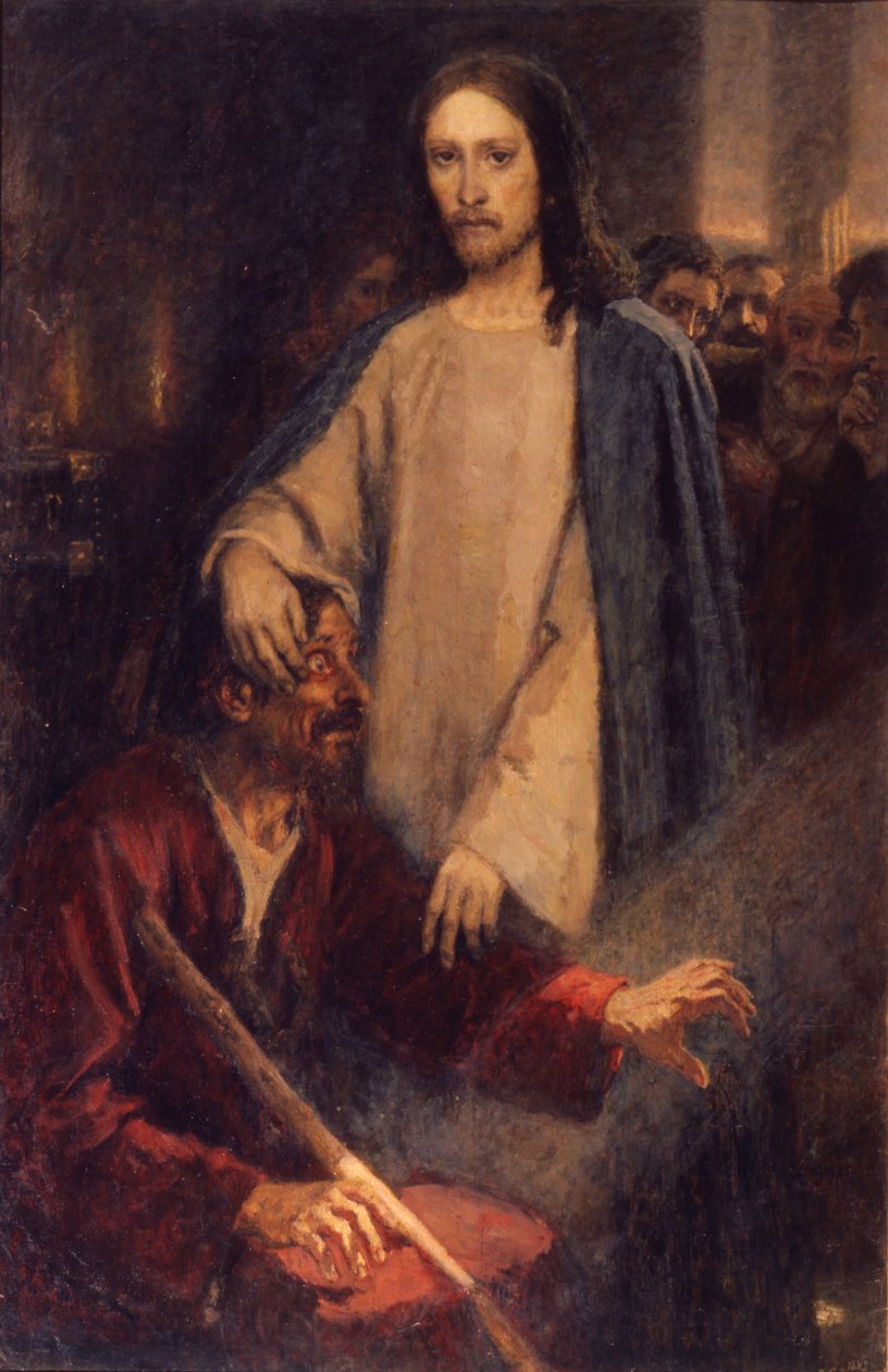 Helbredelsen af den blinde mand fra Jericho, 1888 af Vasilij Ivanovic Surikov