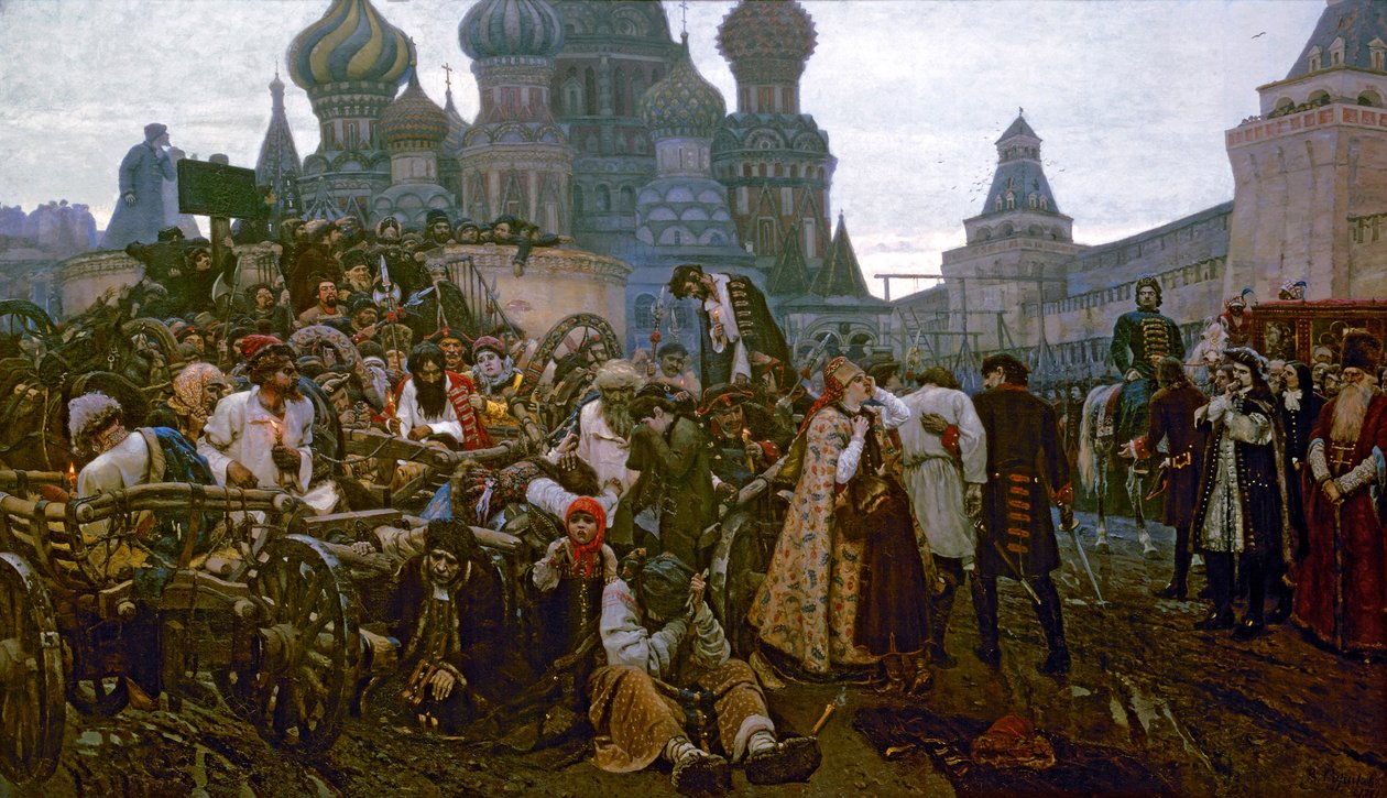 Morgenen for henrettelse af Streltsy i 1698, 1881 af Vasilij Ivanovic Surikov